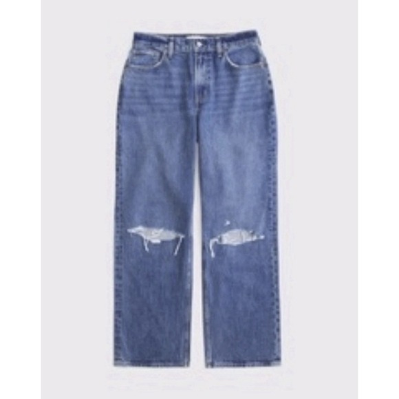 Abercrombie & Fitch Denim - Abercrombie & Fitch Women's Curve Love High Rise Loose Jean Distressed Sz 28S